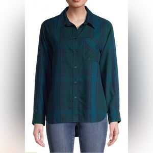#27 NWT Time and Tru Women ‘s Long Sleeve plaid top, M(8/10)